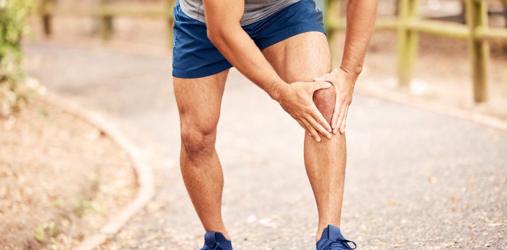 Outdoor,,Knee,Pain,And,Hands,Of,Person,After,Fitness,Accident,